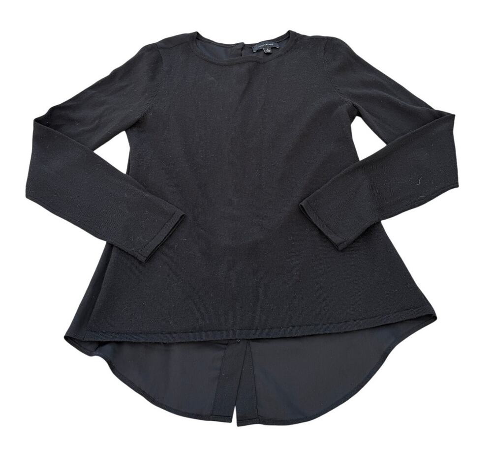 Ann Taylor Wool Blend Sweater Blouse - Black - Size Small